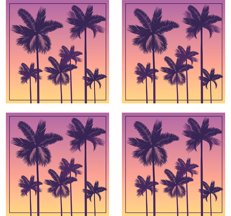 Onderzetters met silhouetten van palmbomen - TenStickers