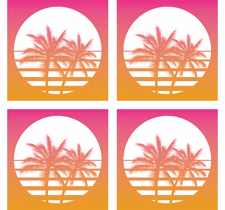 Enge onderzetters tropische zonsondergang silhouet - TenStickers