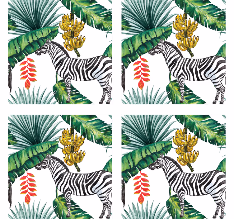 Enge onderzetters zebra en tropische bladeren - TenStickers