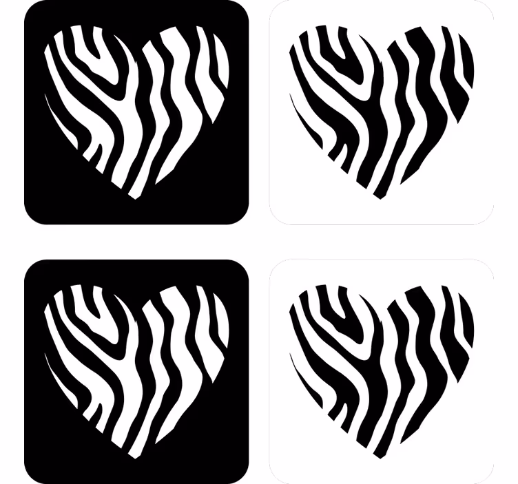 Enge onderzetters zebra patroon hartvorm - TenStickers
