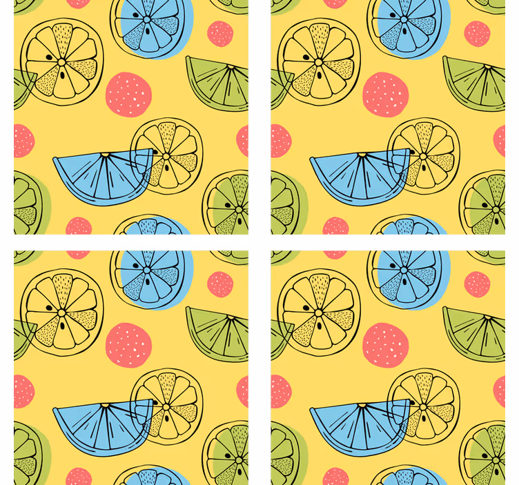 Enge onderzetters kleurrijk citruspatroon - TenStickers