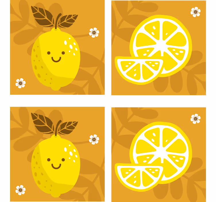 Enge onderzetters vrolijke citroen en citrus - TenStickers
