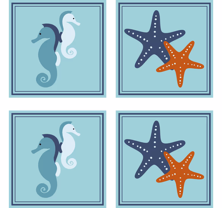 Vintage onderzetters met zeepaard en sterrentekens - TenStickers