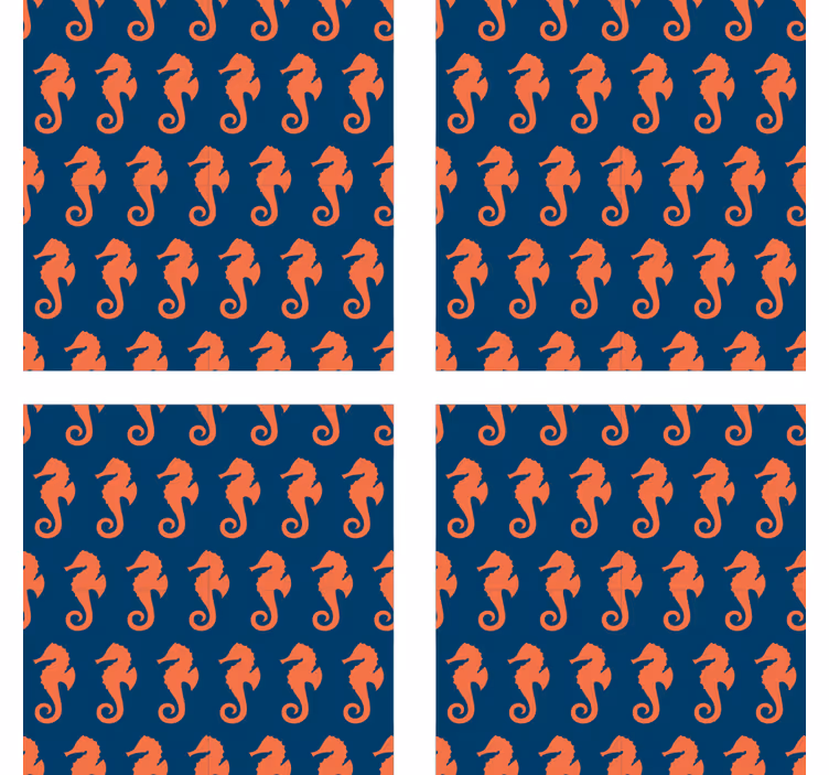 Enge onderzetters met zeepaardjespatroon - TenStickers