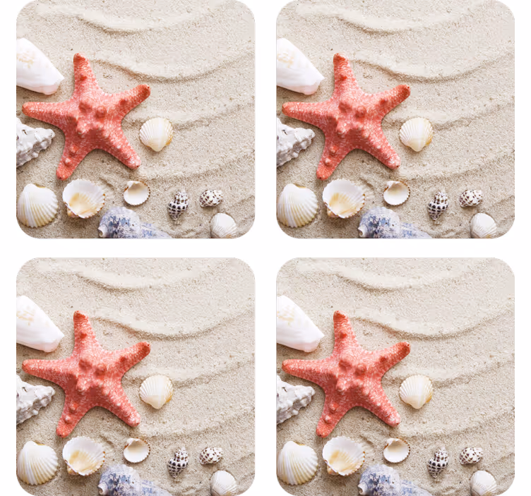 Moderne onderzetters met zeester en schelpaccent - TenStickers