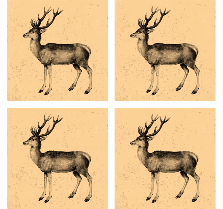 Bier onderzetters met vintage hert illustratie - TenStickers