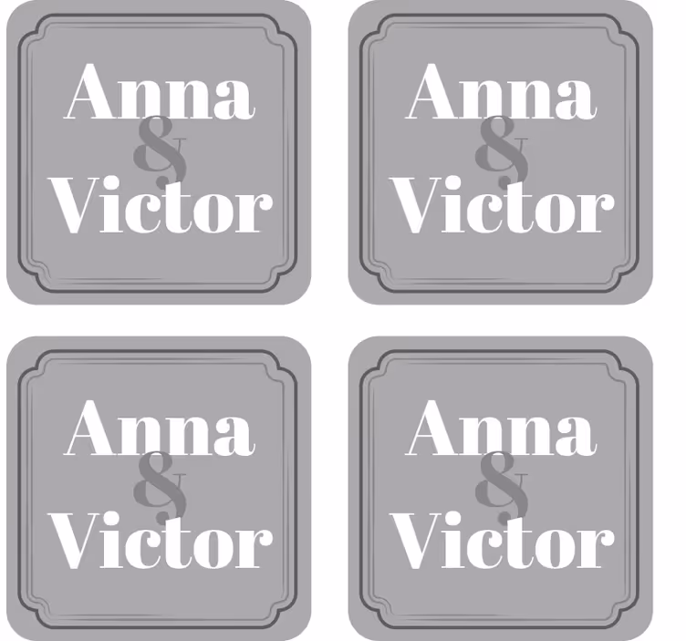 Onderzetters bruiloft met gepersonaliseerde initialen - TenStickers