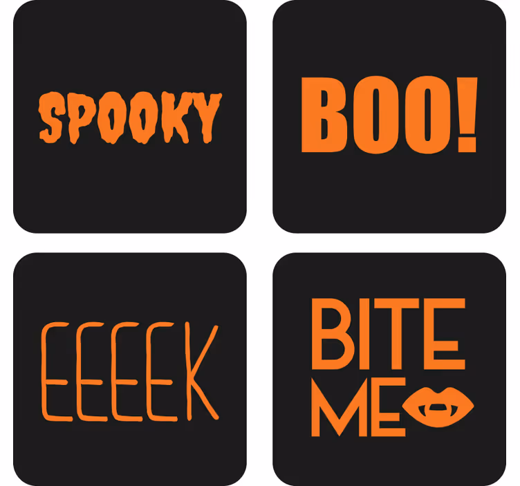 Halloween onderzetters met halloween tekstafbeelding - TenStickers