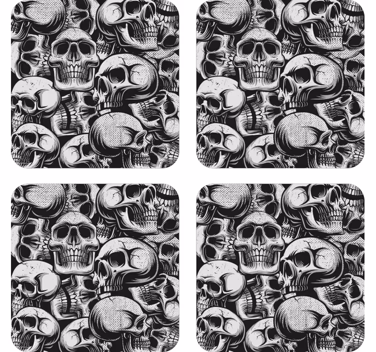 Enge onderzetters skullpatroon monochroom - TenStickers
