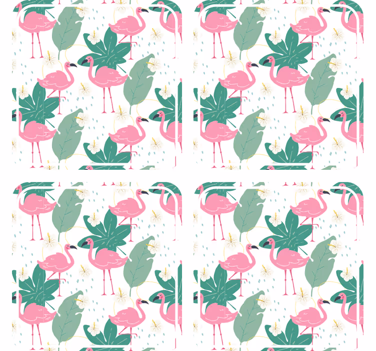 Enge onderzetters met flamingopatroon en bladeren - TenStickers