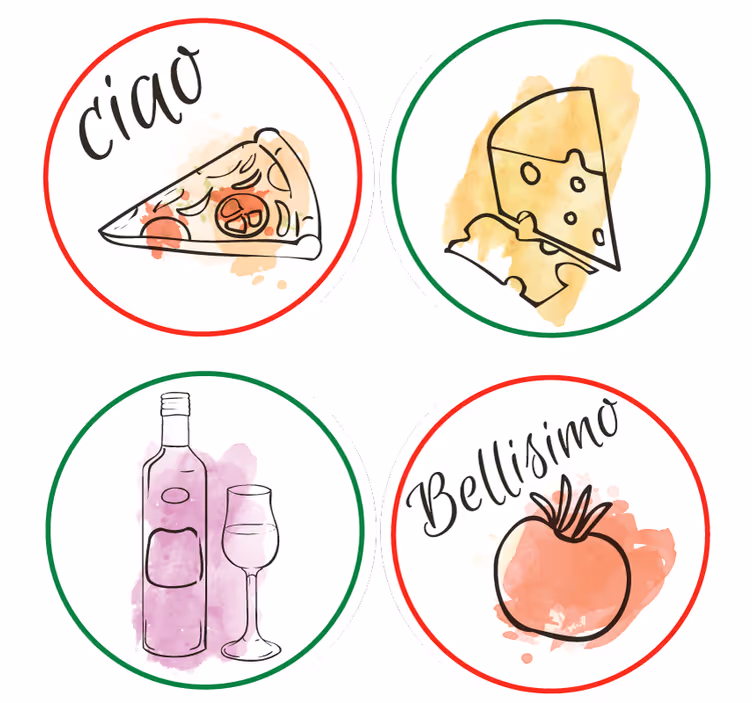 Gepersonaliseerde onderzetters met voedsel- en drankmotieven - TenStickers