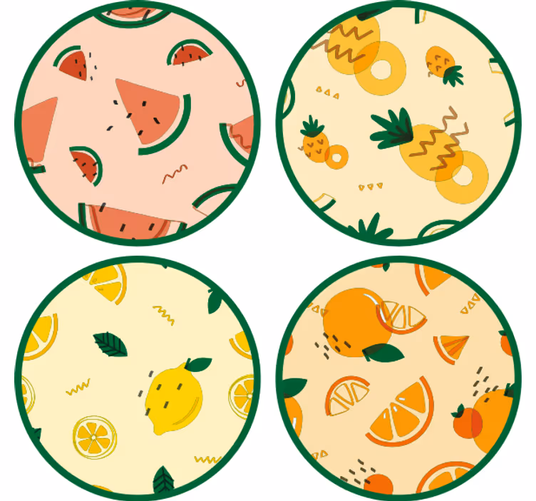 Enge onderzetters met tropische fruitpatronen - TenStickers