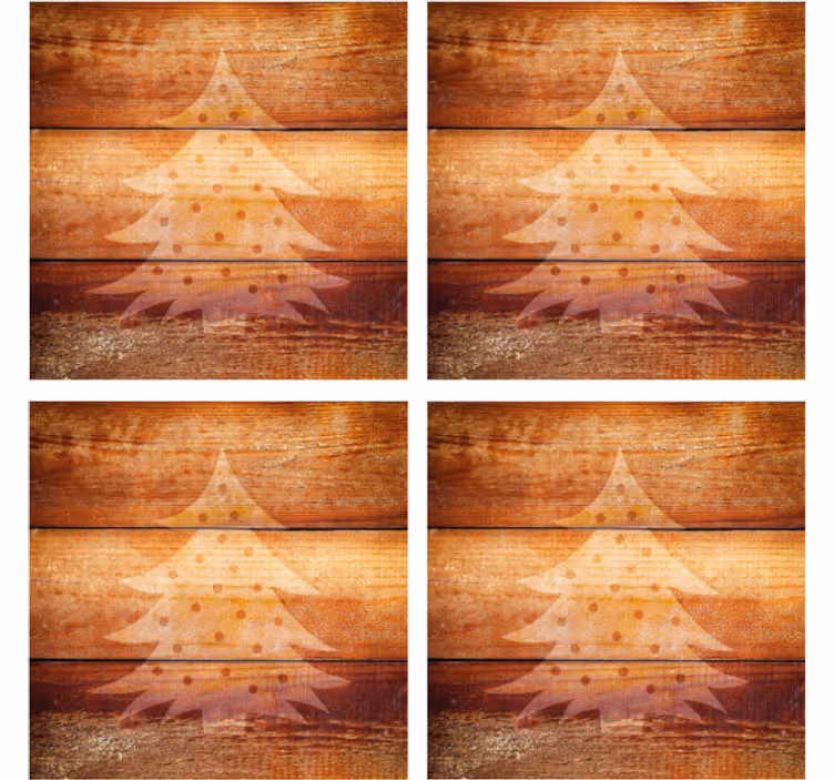 Kerst onderzetters Kerstboom op houten structuur - TenStickers