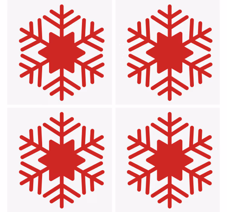 Kerst onderzetters rood sneeuwvlokpatroon - TenStickers