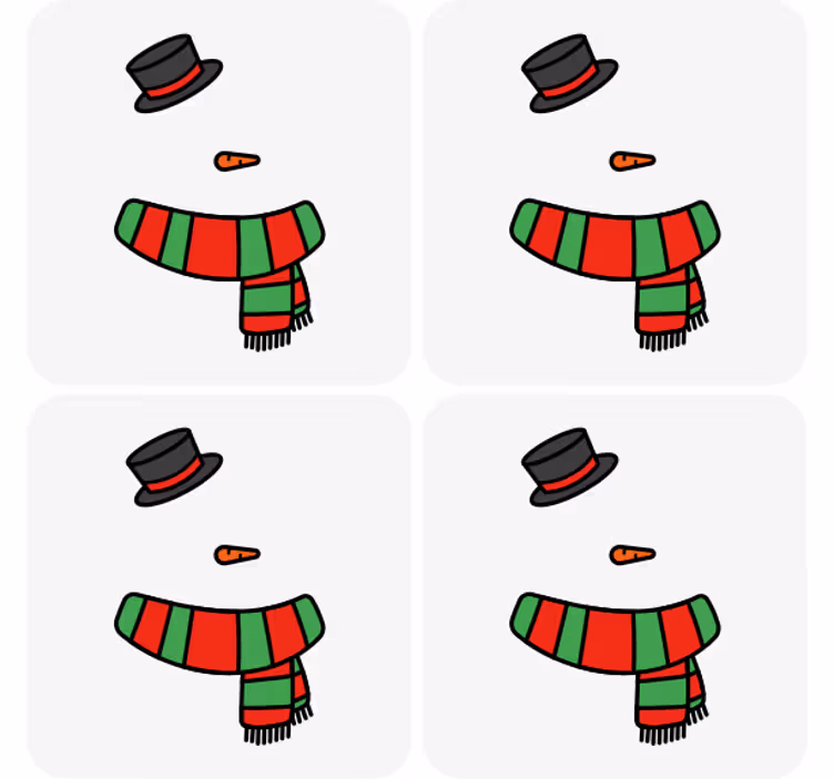 Kerst onderzetters sneeuwman accessoires set - TenStickers