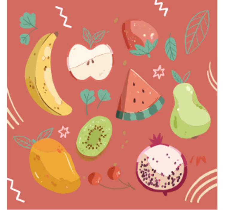 Moderne onderzetters kleurige fruitarrangementen - TenStickers