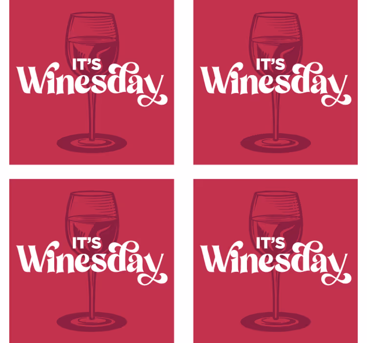 Tekst onderzetters wijnglas woensdag - TenStickers