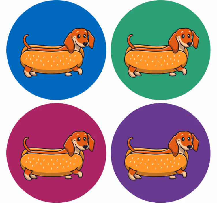 Enge onderzetters speelse worst hond - TenStickers