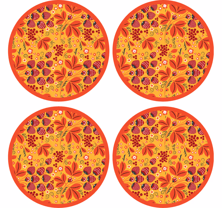 Onderzetters met een levendig bloemenmotief - TenStickers