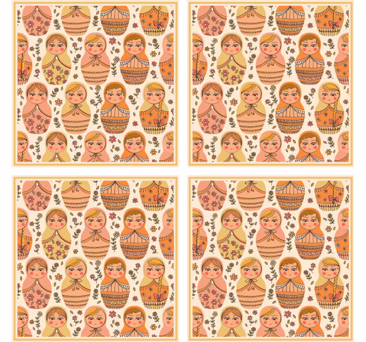 Enge onderzetters met kleurrijke matryoshka-poppen patroon - TenStickers