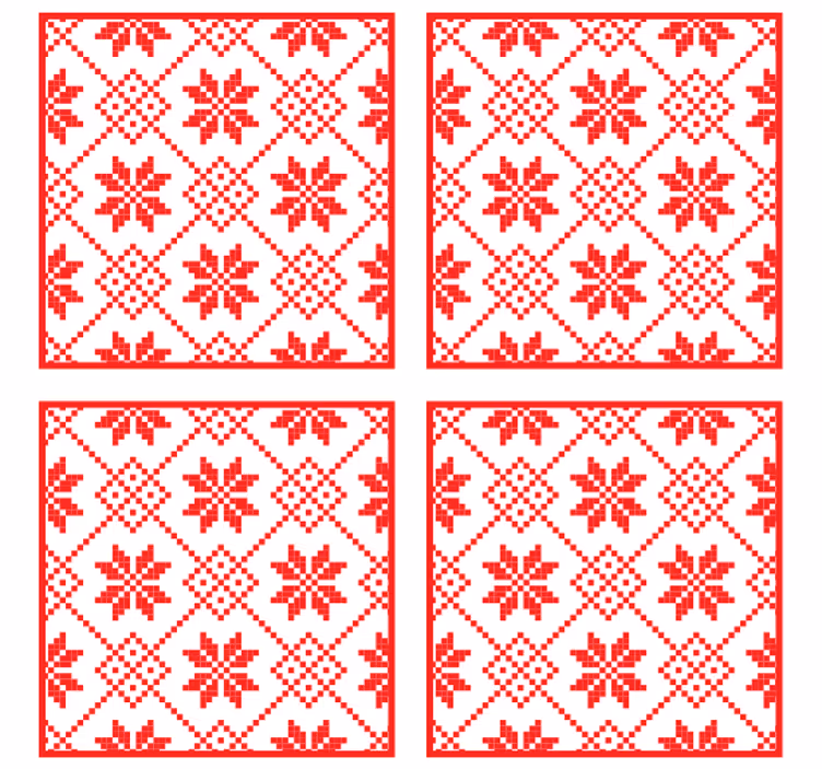 Kerst onderzetters rood bloemenpatroon - TenStickers