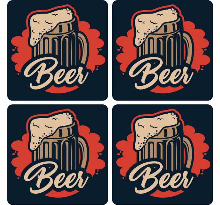 Bier onderzetters schuimende mok illustratie - TenStickers