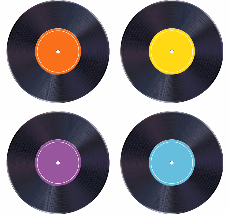 Vintage onderzetters kleurrijke vinylplaten - TenStickers