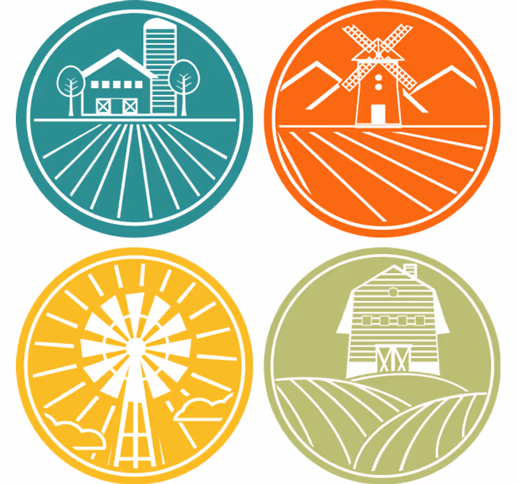 Vintage onderzetters met boerderijthema cirkels - TenStickers