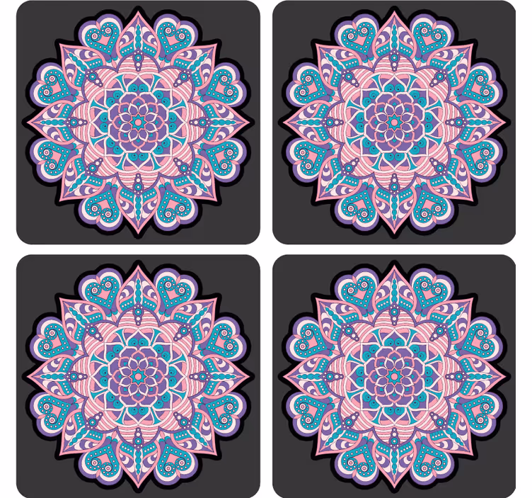 Enge onderzetters kleurrijke hart mandala - TenStickers