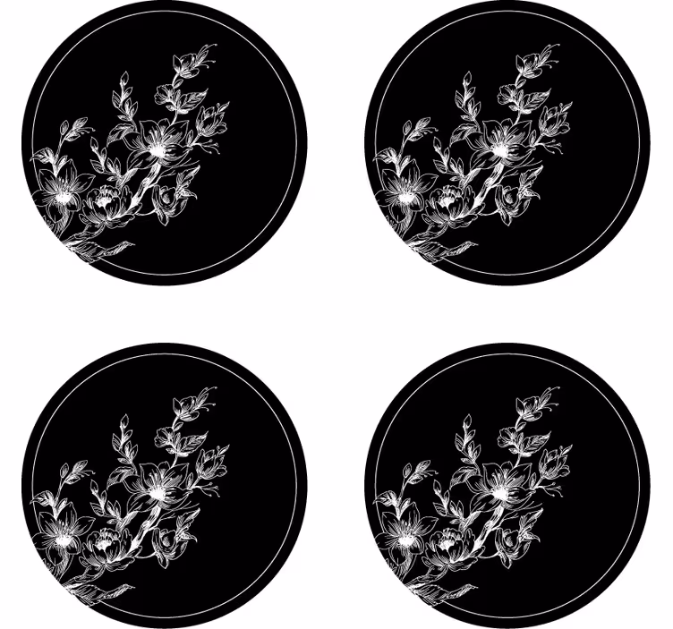 Onderzetters bloemige lijntekening - TenStickers