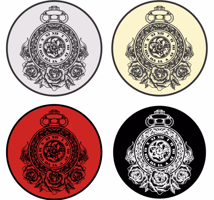 Vintage onderzetters rozen van een vintage zakhorloge - TenStickers