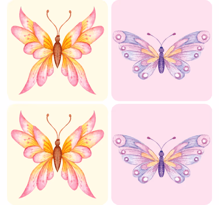 Enge onderzetters met levendige vlinder motieven - TenStickers