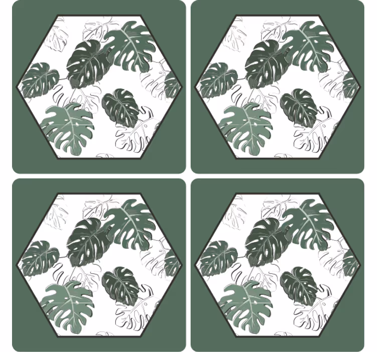 Onderzetters met hexagonaal bladraster - TenStickers