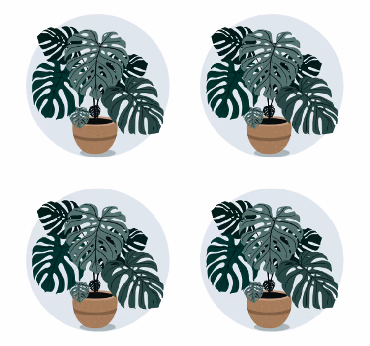 Moderne onderzetters monstera plant illustratie - TenStickers