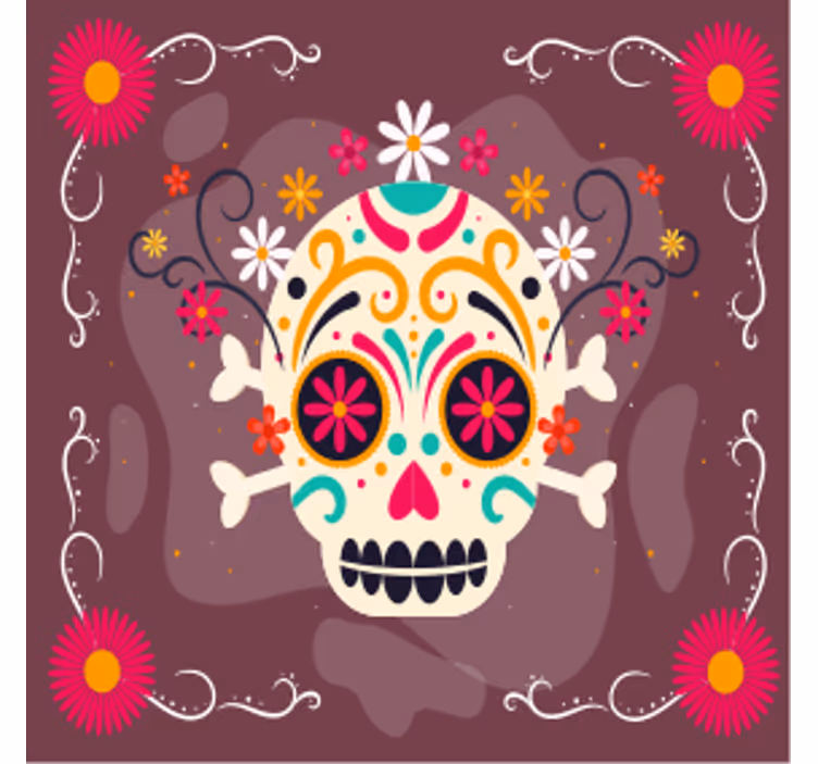 Halloween onderzetters met kleurrijk schedelmotief - TenStickers