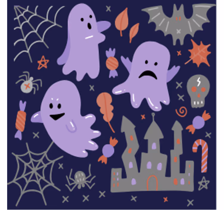 Halloween onderzetters met speelse spokenpatroon - TenStickers