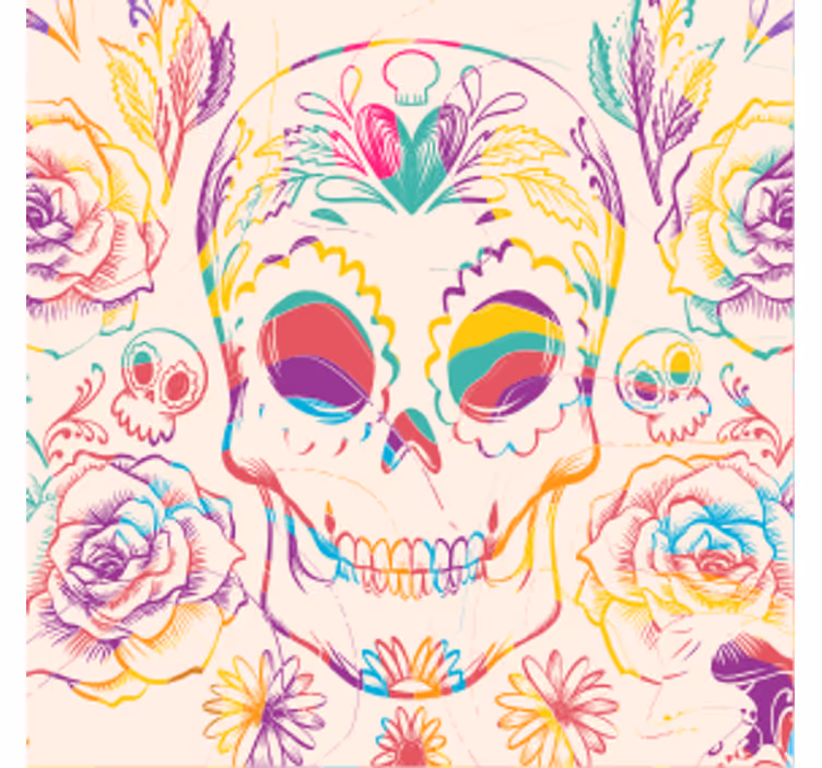 Halloween onderzetters kleurrijke schedel bloemen - TenStickers