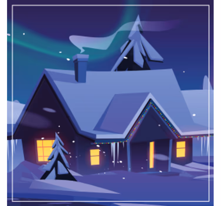 Kerst onderzetters sneeuwcabine met lichten - TenStickers
