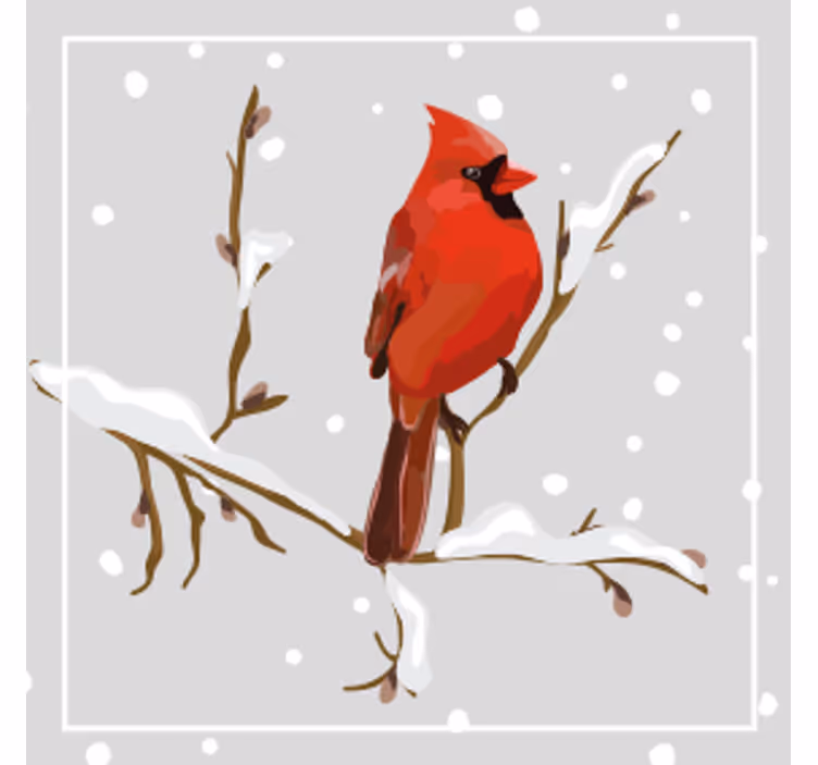 Kerst onderzetters kardinaal op sneeuwtak - TenStickers
