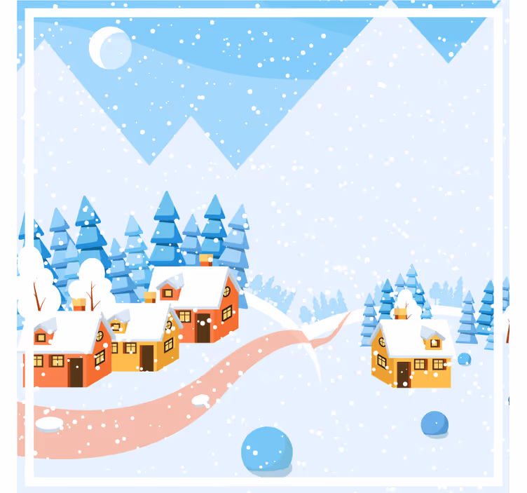 Kerst onderzetters sneeuwachtig dorpsbeeld - TenStickers