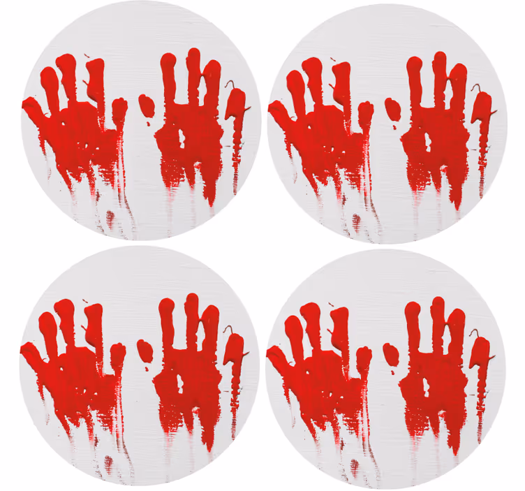 Halloween onderzetters rood handafdrukpatroon - TenStickers