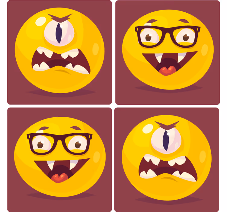 Enge onderzetters met vrolijke smiley gezichten - TenStickers