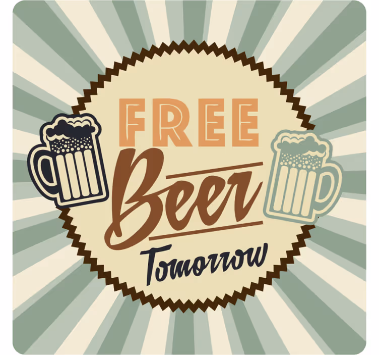 Bier onderzetters retro gratis bier aankondiging - TenStickers