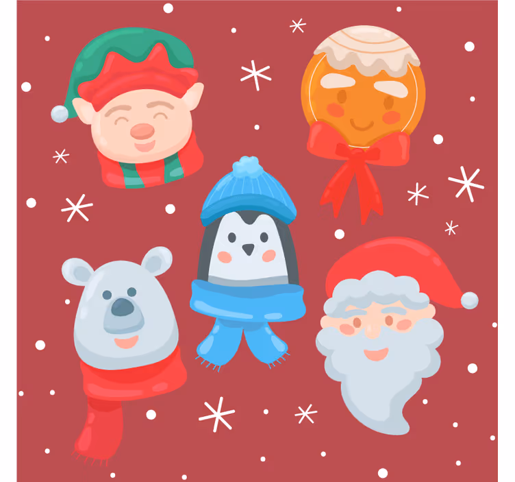 Kerst onderzetters feestelijke figuren assorti - TenStickers