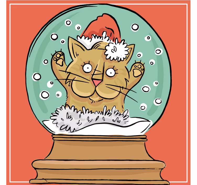 Kerst onderzetters feestelijke katten sneeuwbol - TenStickers