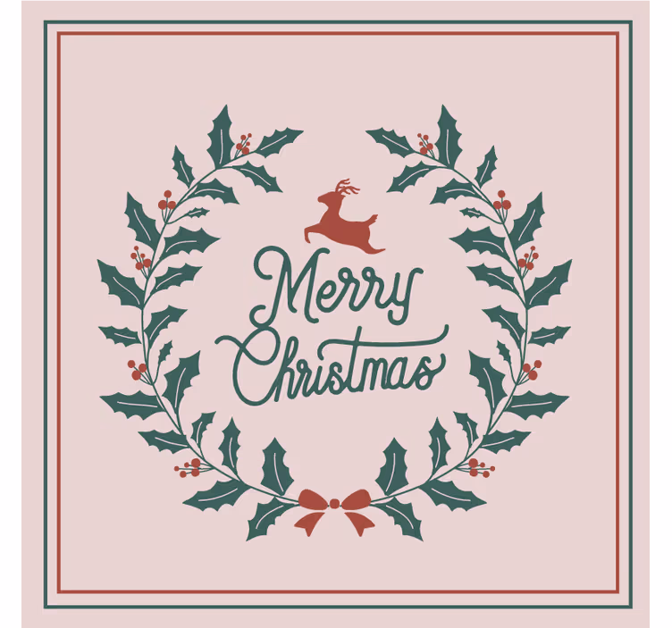 Kerst onderzetters hert en hulst krans - TenStickers