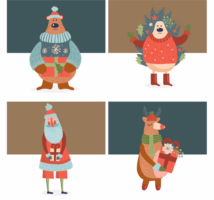 Kerst onderzetters feestelijke figuren collectie - TenStickers