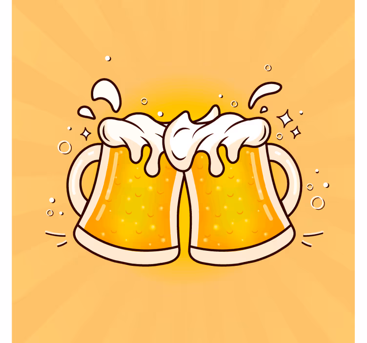 Bier onderzetters cheers met bierglazen - TenStickers