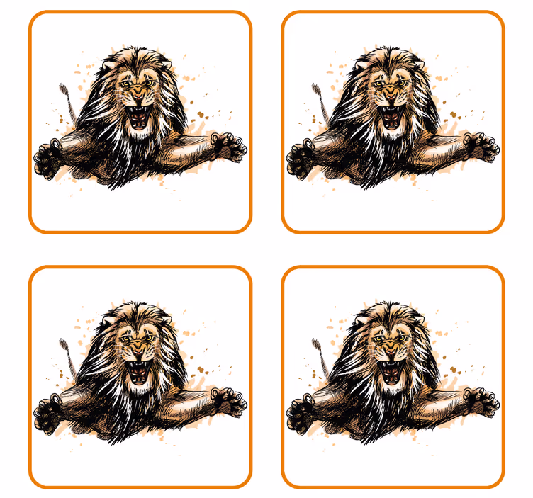 Woeste leeuw illustratie vintage onderzetters - TenStickers