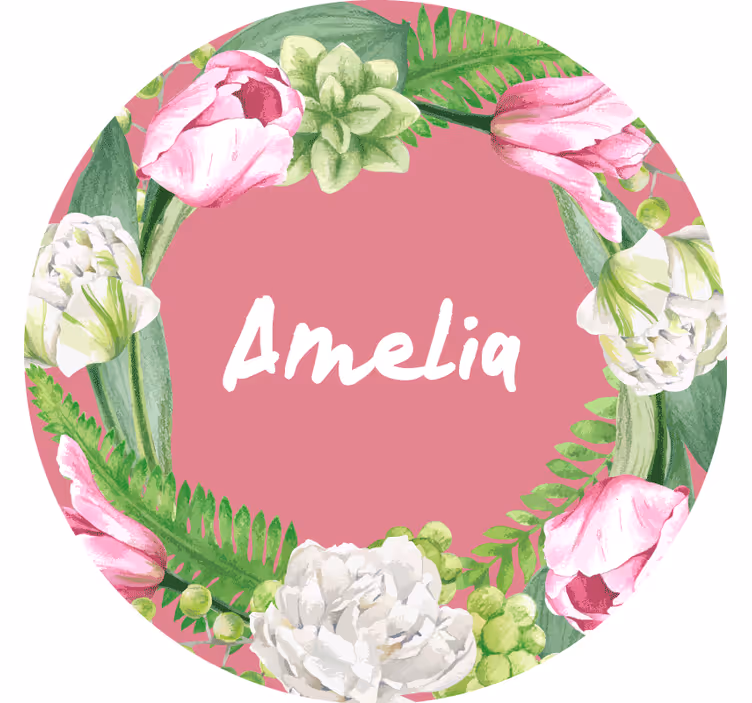 Gepersonaliseerde onderzetters bloemenkrans roze - TenStickers